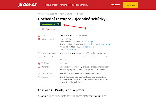 Zápisník nabídek práce  from Chrome web store to be run with OffiDocs Chromium online