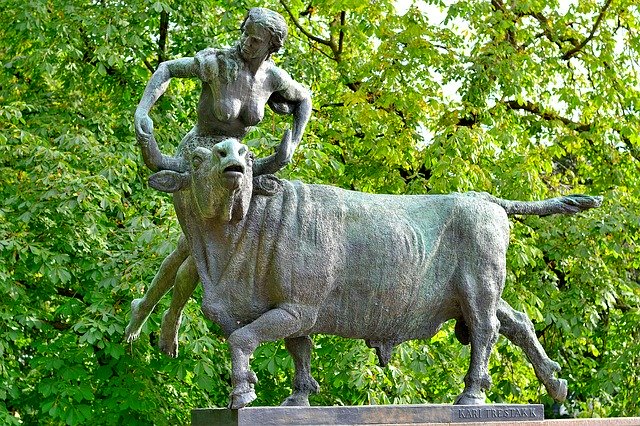 Free download Sculpture Woman Bull -  free photo or picture to be edited with GIMP online image editor