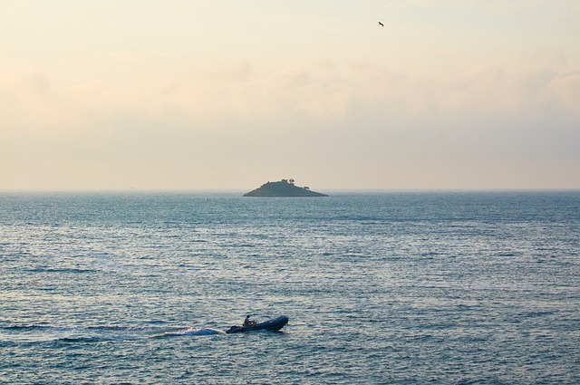 Free download sea dawn island speedboat horizon free picture to be edited with GIMP free online image editor