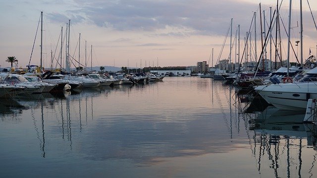 Free download sea port boat evening beach spain free picture to be edited with GIMP free online image editor