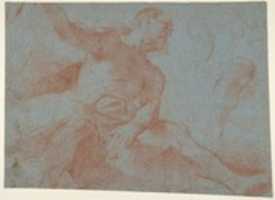 Free download Seated Old Man with Right Arm Upraised (Tithonus)(recto); Seated Nude Youth (figure of Day) (verso) free photo or picture to be edited with GIMP online image editor