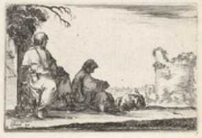 Free download Seated Pilgrims and a Peasant, from Caprices made by della Bella (Caprice faict par de la Bella), plate 6 free photo or picture to be edited with GIMP online image editor