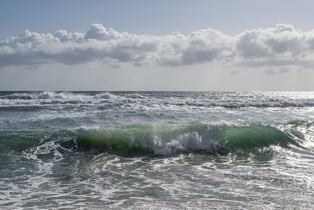 Free download sea waves clouds green wave marine free picture to be edited with GIMP free online image editor