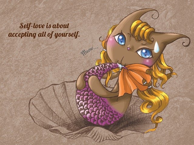 Free download Self-Love Accepting Cat -  free illustration to be edited with GIMP free online image editor