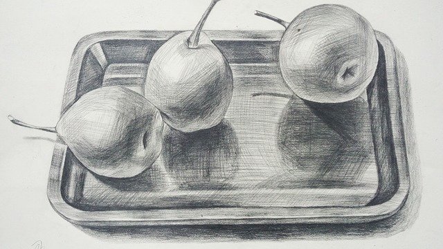 Free download Sketch Apple Dish Still -  free illustration to be edited with GIMP free online image editor