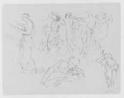 Free download Sketches of Two Women, a Man Fighting a Beast, Two Furniture Fragments (from Sketchbook) free photo or picture to be edited with GIMP online image editor