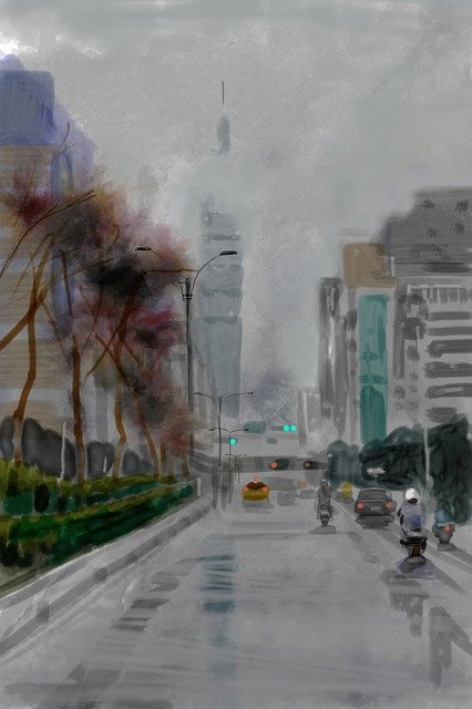 Schizzo di pittura digitale di Taipei