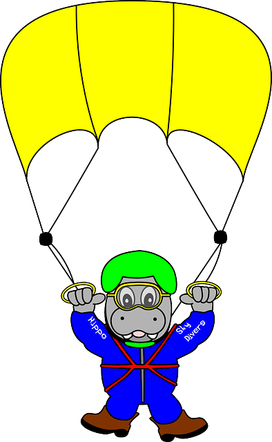 Free download Skydiver Fun Hippo - Free vector graphic on Pixabay free illustration to be edited with GIMP free online image editor