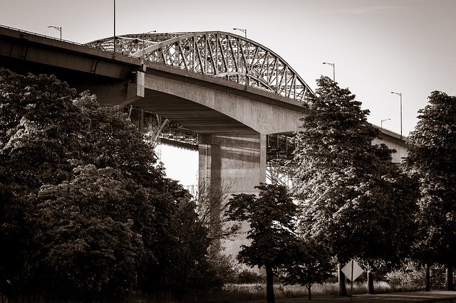 Free download Skyways Bridge Morning Black And -  free photo or picture to be edited with GIMP online image editor