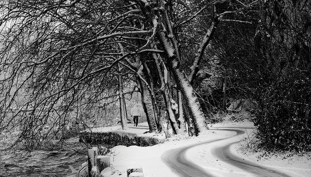 Free download Snow Black White Road -  free photo or picture to be edited with GIMP online image editor