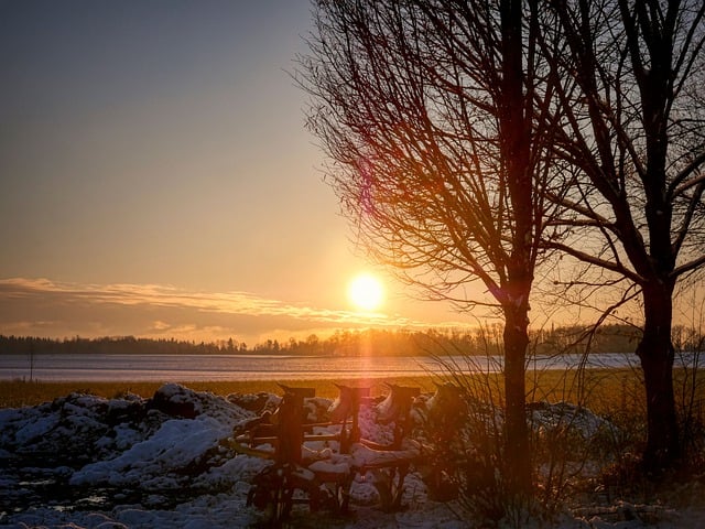 Free download snow fields trees sunset germany free picture to be edited with GIMP free online image editor