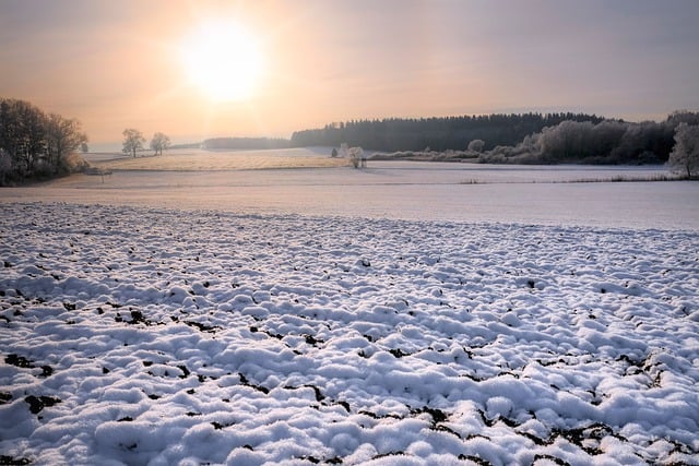 Free download snow sunset field landscape nature free picture to be edited with GIMP free online image editor