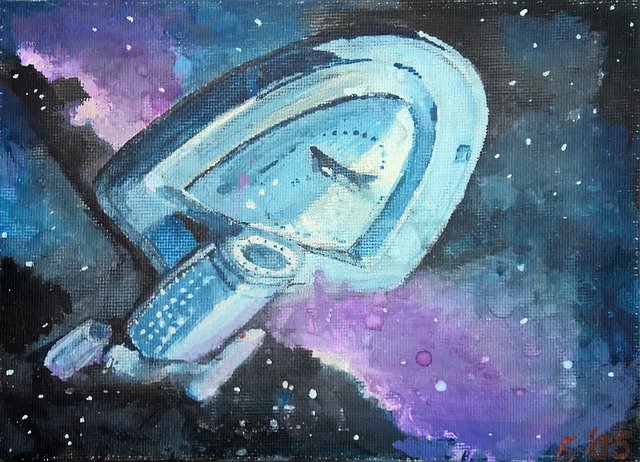 Free download Spaceship Voyager Acrylic On -  free illustration to be edited with GIMP free online image editor