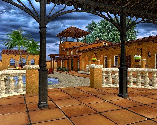 Free download Spanish House Building -  free illustration to be edited with GIMP free online image editor