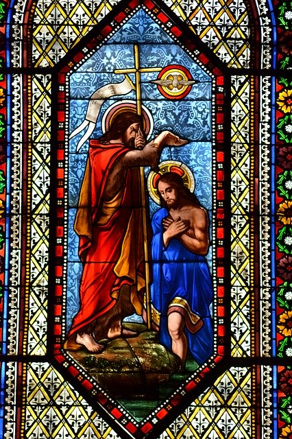 Free download Stained Glass Colorful Baptism -  free photo or picture to be edited with GIMP online image editor