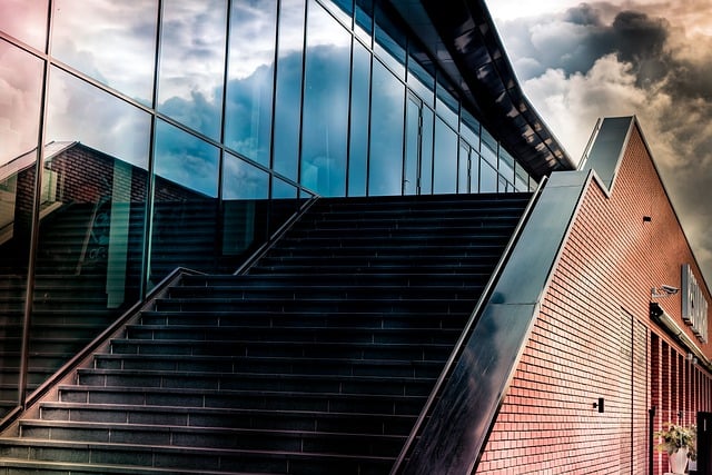 Free download stairs clouds reflection windows free picture to be edited with GIMP free online image editor