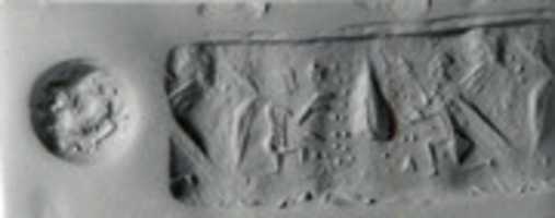 Free download Stamp cylinder seal and modern impression: winged divinities with date spathes flanking a tree free photo or picture to be edited with GIMP online image editor