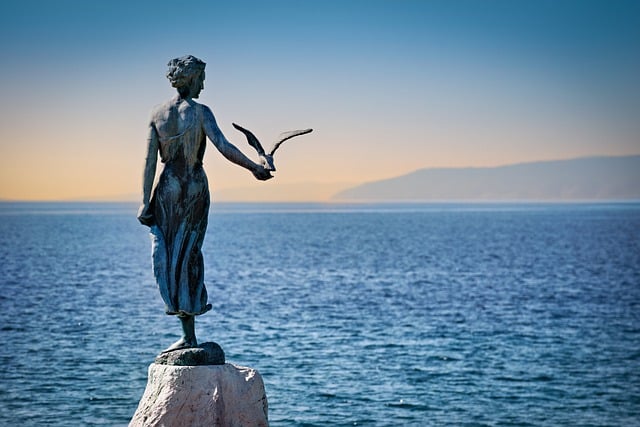 Free download statue sea opatija croatia water free picture to be edited with GIMP free online image editor