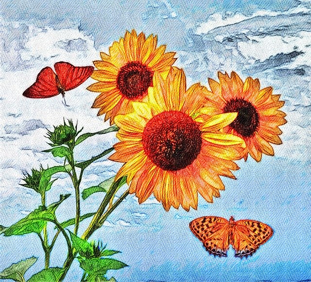 Free download Sunflower Summer Painting -  free illustration to be edited with GIMP free online image editor