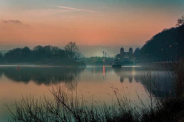 Free download sunrise lake mittelland canal free picture to be edited with GIMP free online image editor