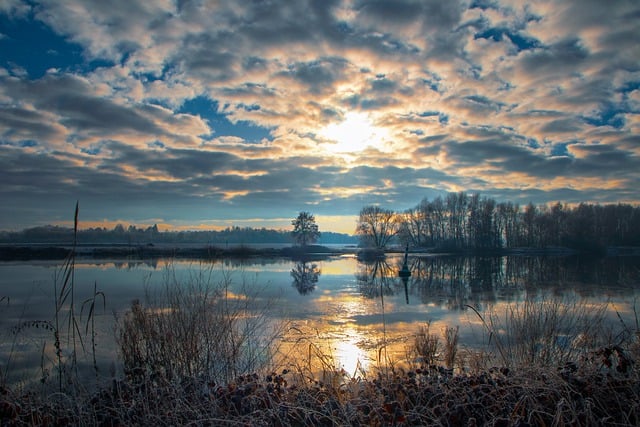 Free download sunrise lake sky clouds nature free picture to be edited with GIMP free online image editor