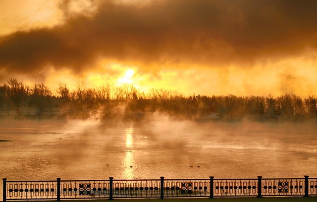 Free download sunrise river fog morning sunlight free picture to be edited with GIMP free online image editor