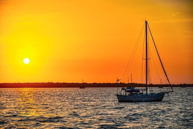 Free download sunset fl gulf boat beach ocean free picture to be edited with GIMP free online image editor