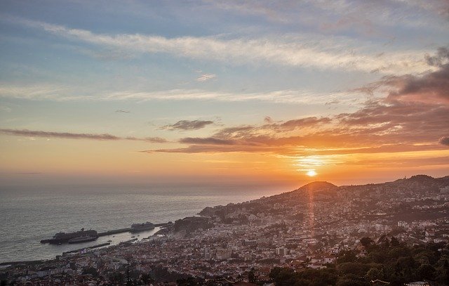 Free download Sunset Funchal Mar -  free photo or picture to be edited with GIMP online image editor