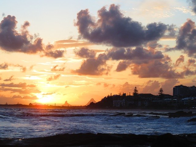 Free download Sunset Glasshouse Mountains -  free photo or picture to be edited with GIMP online image editor