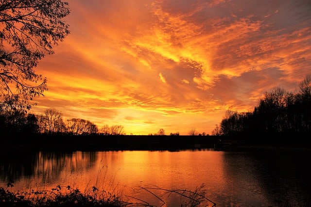 Free download sunset gold pond reflection free picture to be edited with GIMP free online image editor