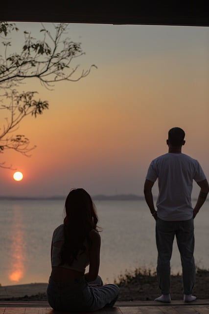 Free download sunset lake couple silhouette dusk free picture to be edited with GIMP free online image editor