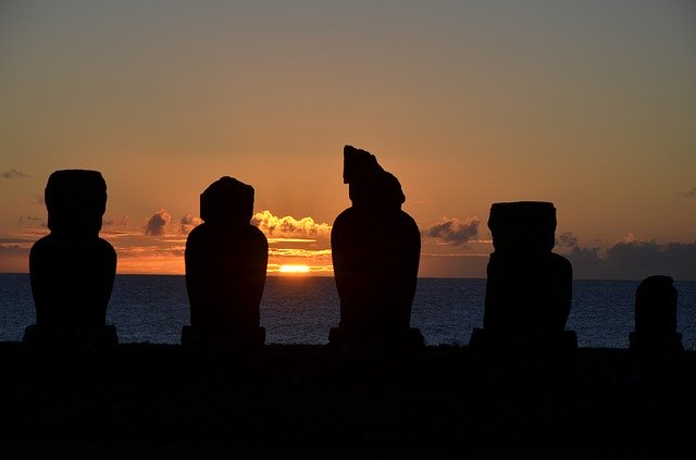 Free download Sunset Moai Easter Island -  free photo or picture to be edited with GIMP online image editor