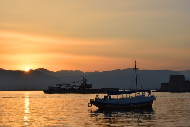 Free download sunset nature mountains boat boats free picture to be edited with GIMP free online image editor