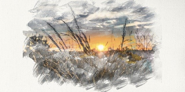 Free download Sunset Painting Landscape -  free illustration to be edited with GIMP free online image editor