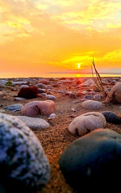 Free download sunset pebbles beach sandy sand free picture to be edited with GIMP free online image editor