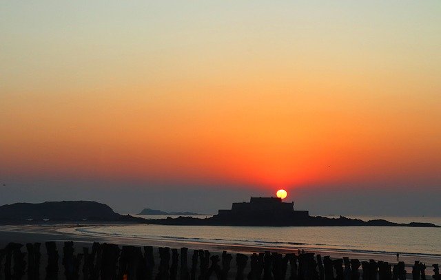 Free download Sunset Saint Malo Brittany -  free photo or picture to be edited with GIMP online image editor