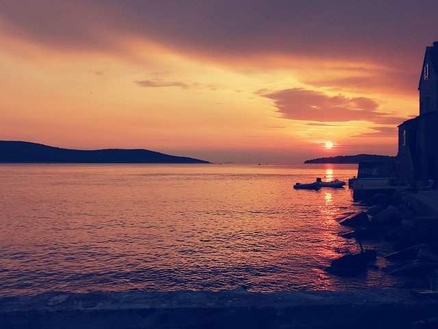 Free download Sunset Sea Croatia At -  free photo or picture to be edited with GIMP online image editor