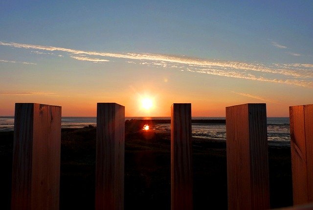 Free download Sunset Sea Poles -  free photo or picture to be edited with GIMP online image editor