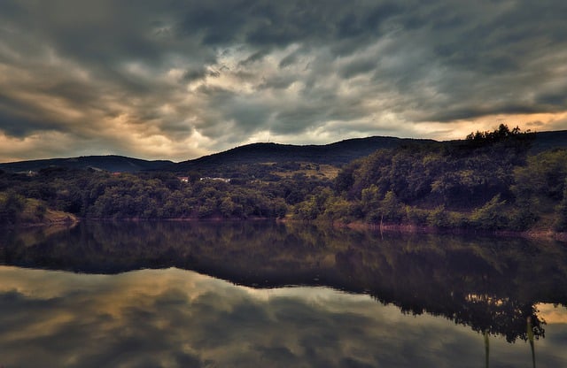 Free download sunset sky clouds spring dam free picture to be edited with GIMP free online image editor