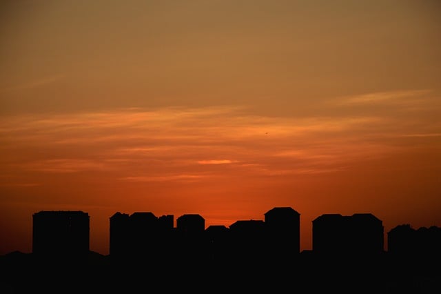 Free download sunset skyline silhouette buildings free picture to be edited with GIMP free online image editor