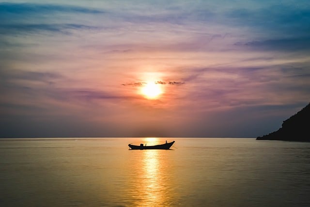 Free download sunset thunderstorm sea boat free picture to be edited with GIMP free online image editor