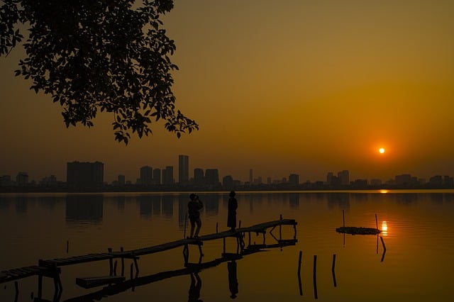 Free download sunset west lake hanoi dawn free picture to be edited with GIMP free online image editor