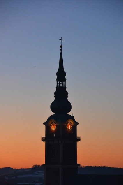 Free download Sunset Winter Steeple -  free photo or picture to be edited with GIMP online image editor