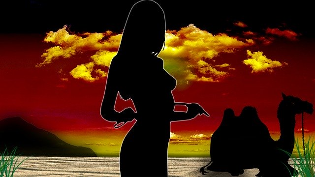 Free download Sunset Woman Camel -  free illustration to be edited with GIMP free online image editor