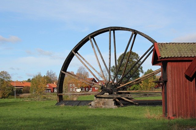 Free download Sweden Mill Wheel Water Old -  free photo or picture to be edited with GIMP online image editor