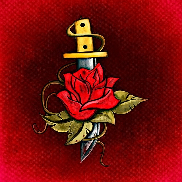 Free download Sword Canvas Rose -  free illustration to be edited with GIMP free online image editor