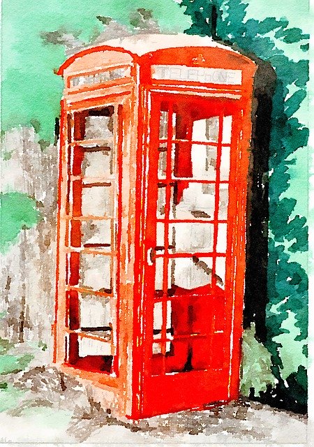 Free download Telephone England Drawing -  free illustration to be edited with GIMP free online image editor