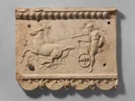 Free download Terracotta plaque with King Oinomaos and his charioteer free photo or picture to be edited with GIMP online image editor