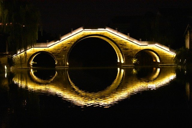 Free download The Ancient Town Night View Bridge -  free photo or picture to be edited with GIMP online image editor