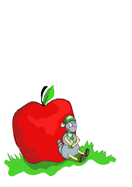 Free download The Little Worm Apple Illustration -  free illustration to be edited with GIMP free online image editor